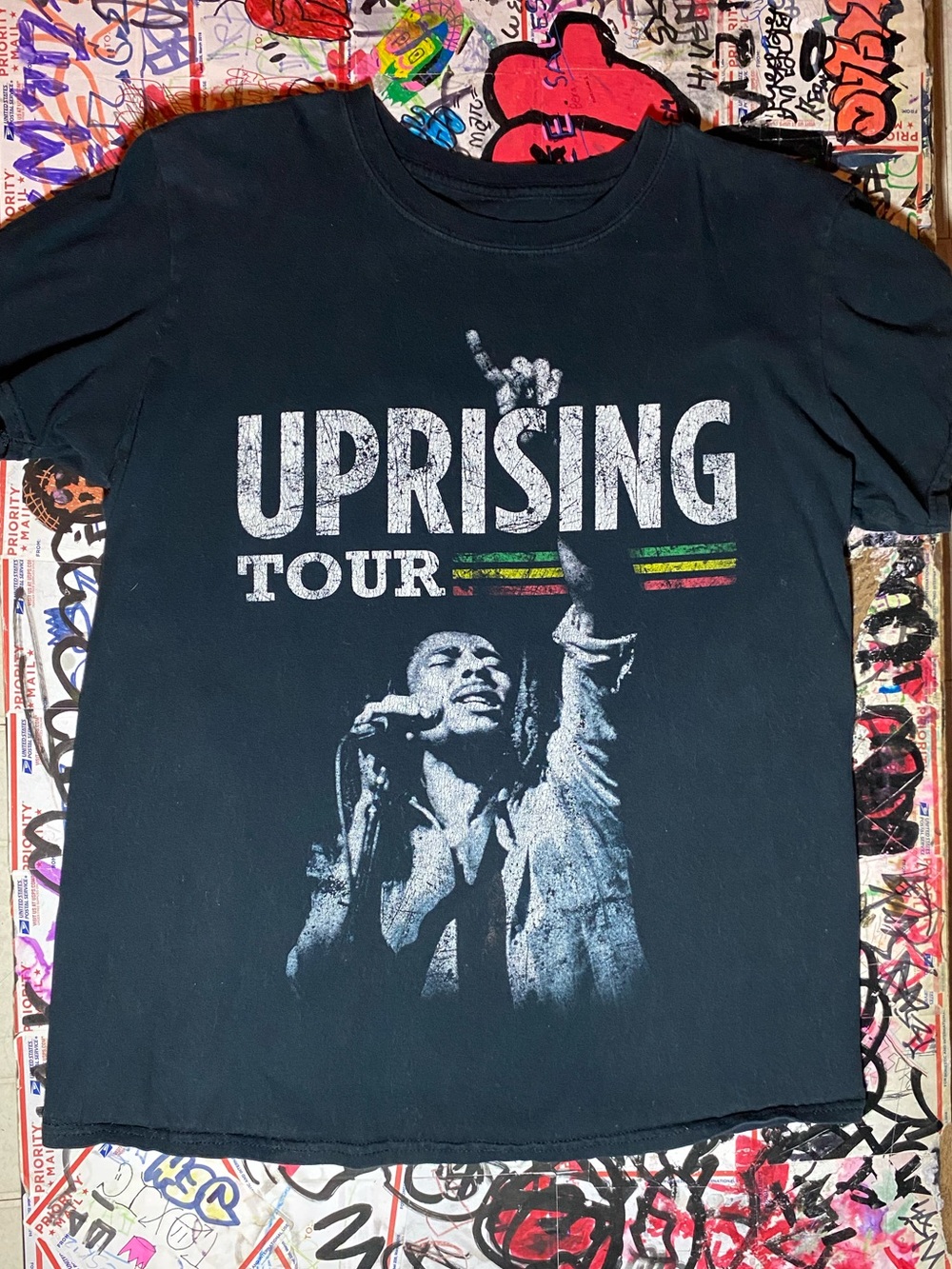 Bob Marley Uprising Tour Black Graphic Tee